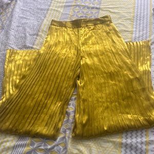 Pleated satin wide leg pants